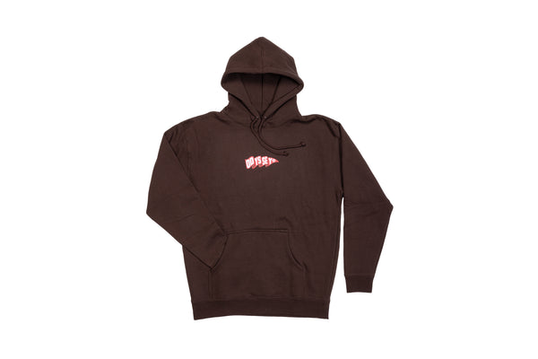 Odyssey Pennant Pullover Hoodie (Brown with Red/White Ink)