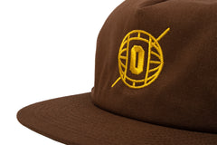 Odyssey Relay 5-Panel Unstructured Hat (Brown with Golden Yellow Embroidery)