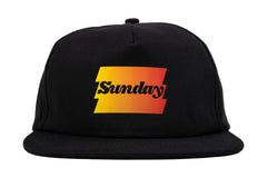 Sunday Zig-Zag 5-Panel Soft-Structured Hat (Black with Red/Yellow Fade Ink)