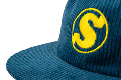 Sunday Badge 5-Panel Corduroy Hat (Atlantic Green with Yellow Embroidery)