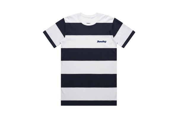 Sunday Stitched Classy Game Tee (Navy/White with Black Stitch)
